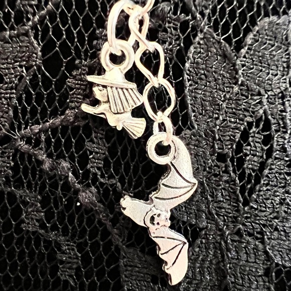 Witch and Cauldron Paranormal Pendant Necklace with Bat Charm - Picture 7 of 13
